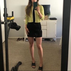 Grayse Polka‎ Dot Cropped Cardigan Green Yellow Size S